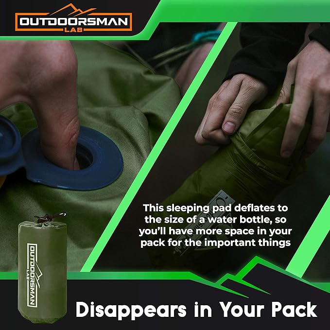 Sleeping Pad for Camping - Patented Camp Mat, Ultralight - Best Compact Inflatable Air Mattress for Adults & Kids - Lightweight Hiking, Backpacking, Outdoor & Travel Gear