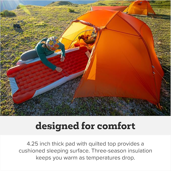 Big Agnes Rapide SL - Insulated Sleeping Pad, Ultralight, All Season Compact Backpacking and Hiking, Pumphouse Sack Included, Orange, 40X72 Double Wide