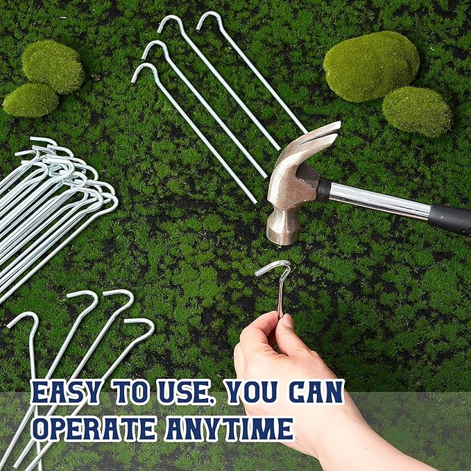Blulu 100 Pcs Metal Tent Stakes Heavy Duty 7" Galvanized Stakes Metal Ground Tent Pegs Nail Spike Garden Stakes for Garden Fence Edging Tarp Canopy Outdoor Christmas Decorations