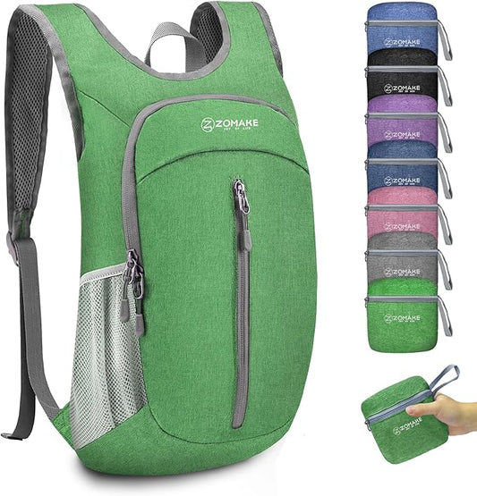 ZOMAKE 10L Ultra Lightweight Packable Backpack, Small Daypack Light Foldable Backpacks Water Resistant Day Bag for Hiking(Dark Green)