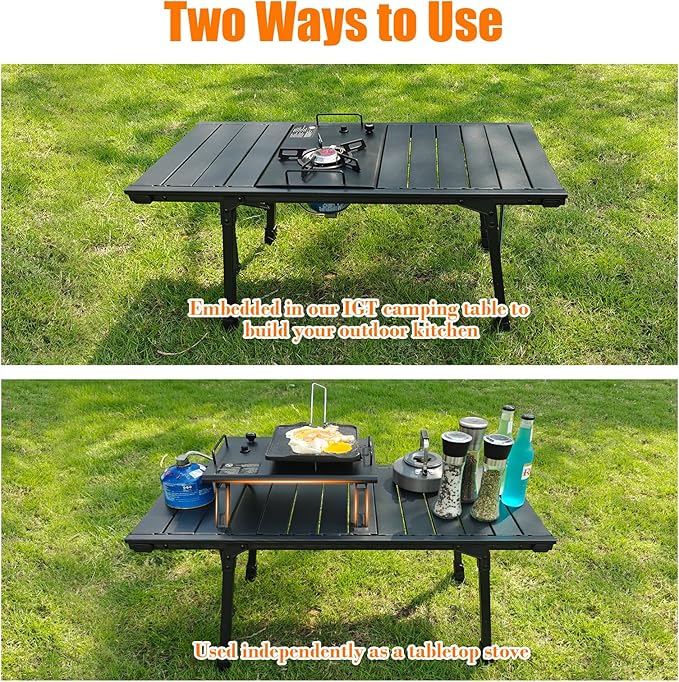 Camping Stove for IGT Table, Portable Isobutane Gas Stove with Carry Bag, 4000W Camp Stove,Folding Propane Burner, IGT Accessories for Picnic, RV, Car Trip, Tailgating, Patio, Backyard