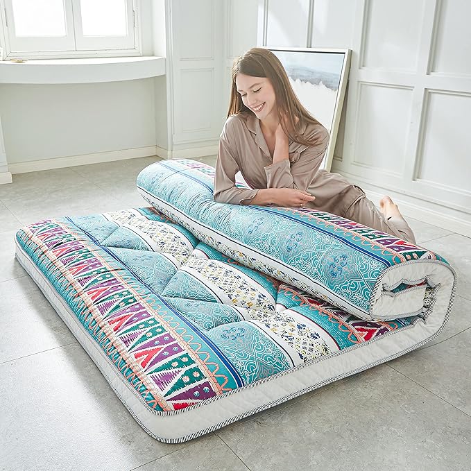 Japanese Floor Mattress Futon - Thicken & Foldable Roll Up Camping & Bohemia Twin