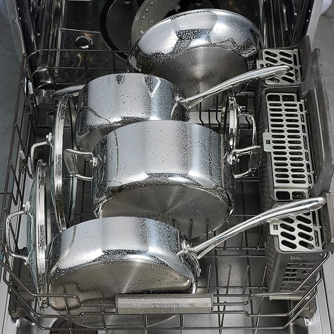 Tramontina Tri-Ply Clad Stainless Steel 4-Quart Sauce Pan with Glass Lid, Induction-Ready, Dishwasher-Safe, NSF-Certified, Made in Brazil