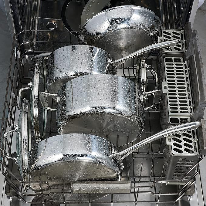 Tramontina Tri-Ply Clad Stainless Steel 8-Quart Stock Pot with Glass Lid, Induction-Ready Pasta Pot, Dishwasher-Safe, NSF-Certified, Made in Brazil