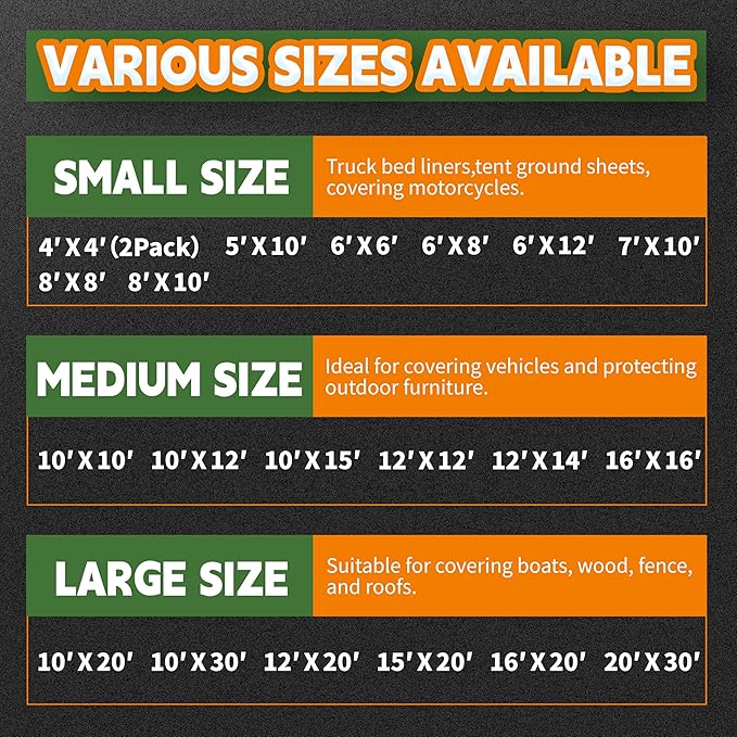 RAINDEWAY Tarps Heavy Duty Waterproof 10x12 Feet,10.5 Mil Waterproof Tarps for Outdoors,Multipurpose Poly Tarp Cover with Metal Grommets and Reinforced Edges,Green/Blue