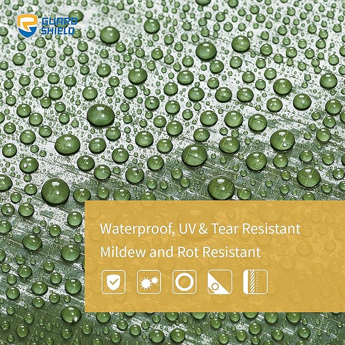 GUARD SHIELD Green Tarp Waterproof 12x16 Feet Medium Duty All Purpose Poly Tarps Cover 7mil