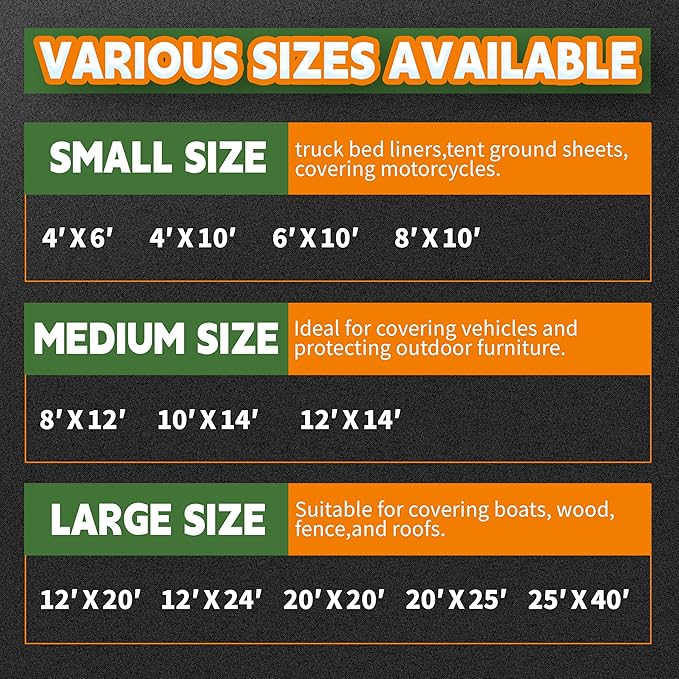 RAINDEWAY Tarp 20x25 Feet Heavy Duty Tarps 14 Mils with Metal Rings and Reinforced Corners and Edges,Waterproof,UV Resistant, Multipurpose Poly Tarp,Blue/Brown tarp