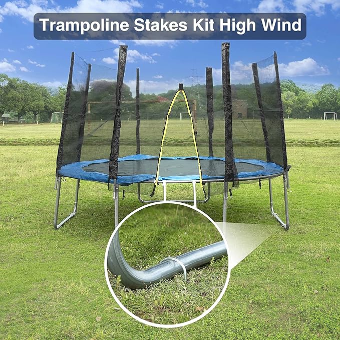 Heavy Duty Trampoline Stakes Anchors High Wind U Type Sharped Ends Safety Ground Anchors Galvanized Steel 11.8 inch for Soccer Goals,Tents and Garden Decorations