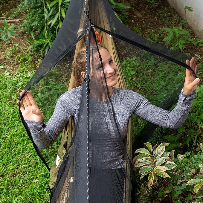 Premium Hammock Mosquito Net - Portable Backpacking Protection - Large Hammock Bug Net Keeps Out Mosquitoes - Ultralight Camping Shelter