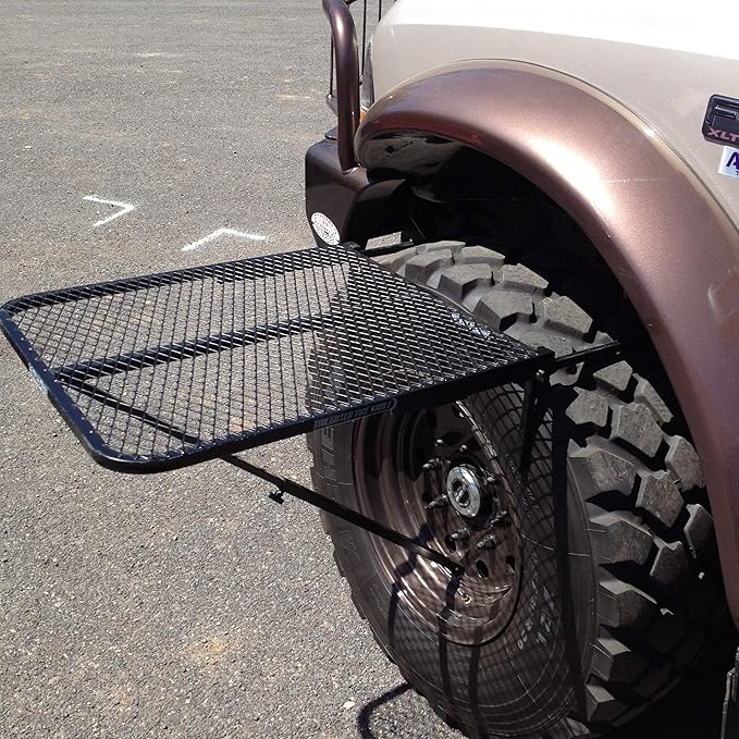 Tire Table Medium Steel Camping Table for Camp, Travel, Tailgating and Outdoor Work | Easily Holds 50 Pounds | Powder Coated Finish | No Tool or Hitch Required for Installation | 29 x 23 x 1.5
