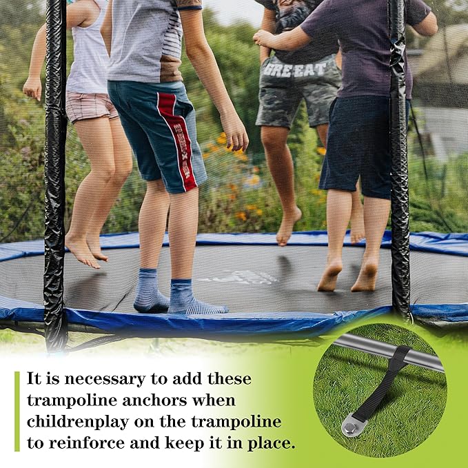 LuBanSir 8 Set of Trampoline Stakes Anchors High Wind, 12" Spiral Ground Stakes Kit Heavy Duty for Trampoline Swing Camping Tent Shed (Silver)