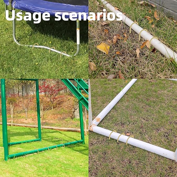 20 Pack 12 Inch Rebar Stakes Anti-Rust Galvanized Steel J Shape Hook Strong Ground Anchors for Tents, Position Kits, Fences, Trampolines Landscape Fabric for Farm Garden