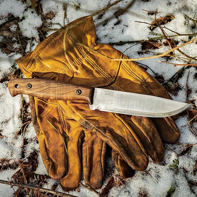 BPSKNIVES Adventurer - Bushcraft Knife - Fixed-Blade Carbon Steel Knife with Leather Sheath and Firestarter - Outdoor Full Tang Knives - Camping Knives - Survival Tactical Camp Knives