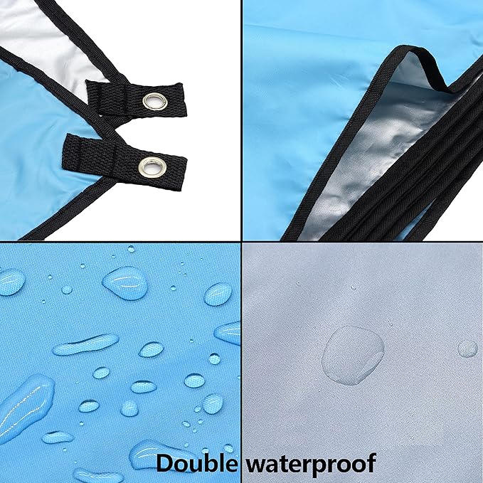 WoneNice 10x10 FT Waterproof Camping Tarp, Lightweight UV Protection Camping Cover for Tents, Beach, Picnics, Car and Adventure, Sky Blue