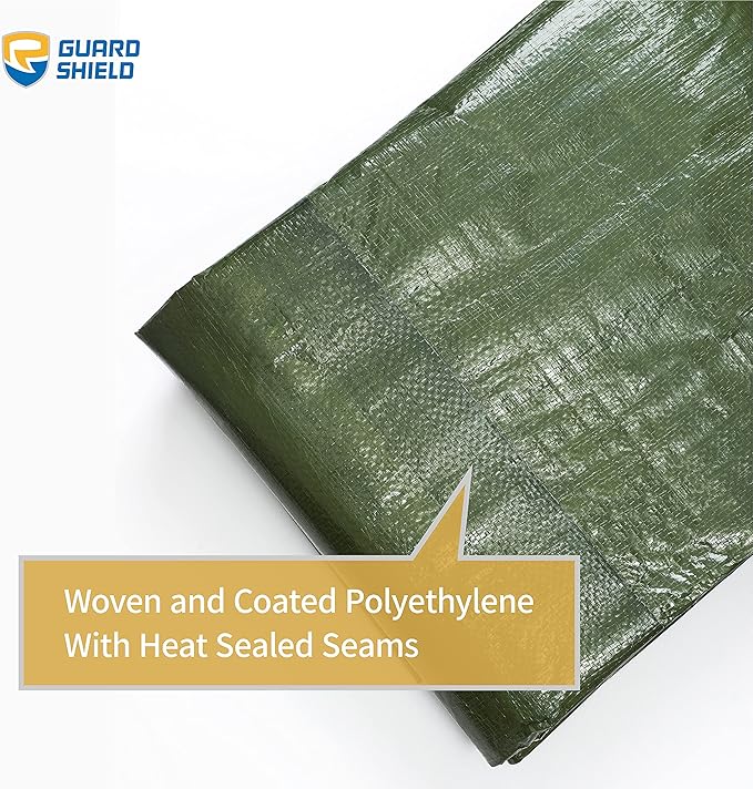 GUARD SHIELD Green Tarp Waterproof 16x20 Feet Medium Duty All Purpose Poly Tarps Cover 7mil
