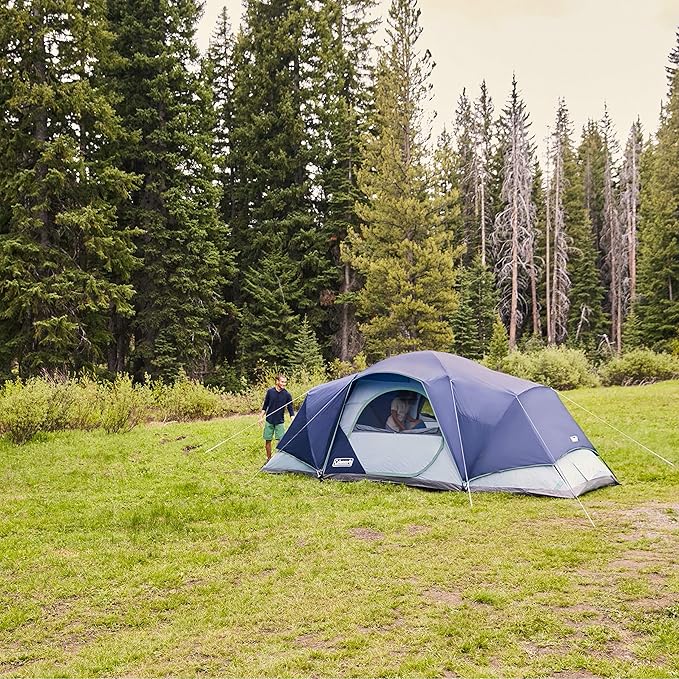 Coleman Skydome XL Large Family Tent with 5 Minute Setup, Weatherproof 8/12 Person Tent with Rainfly & Carry Bag, Fits Multiple Queen Airbeds, Made of PFAS-Free Materials