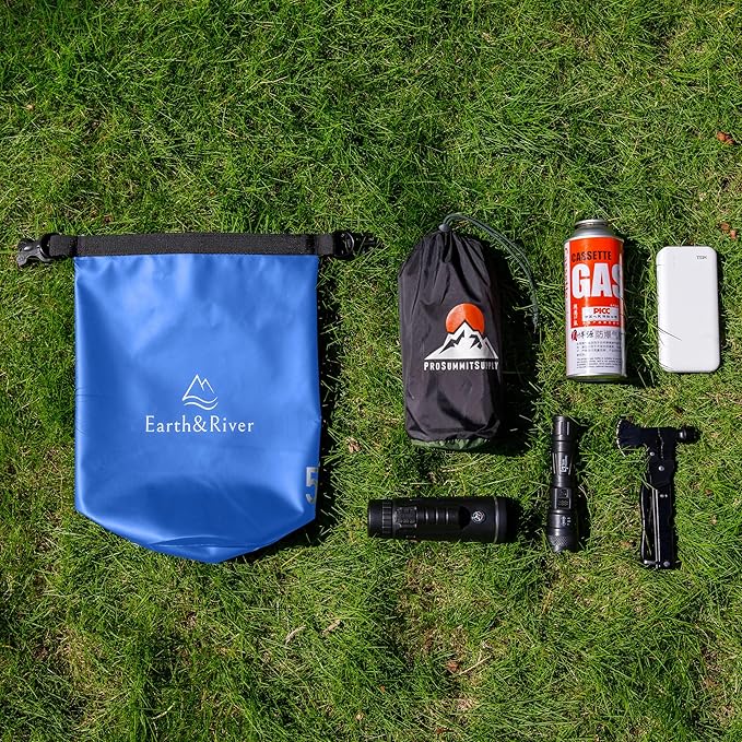EARTH&RIVER Premium Waterproof Dry Bag Backpack, Extra Thick, Protection for All Water Activities & Camping, Floating Lightweight Dry Bag & IPX8 Waterproof Phone Case (Navy Blue, 5L)