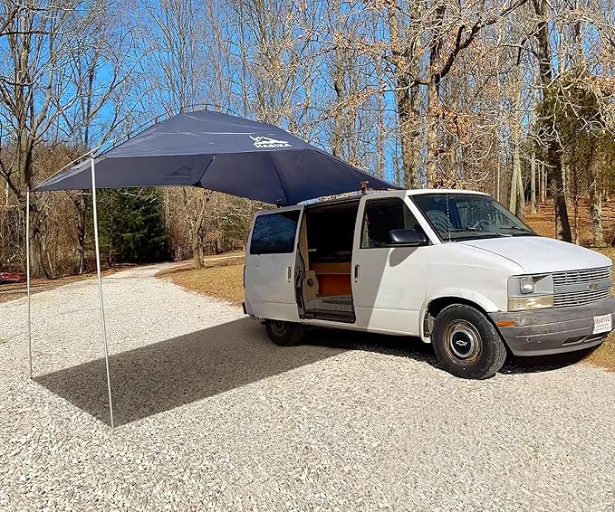 Versatility Camping Tent for Truck Bed,SUV RVing, Van,Trailer and Overlanding Portable Teardrop Awning Canopy Tear Resistant Tarp with 2 Sandbag