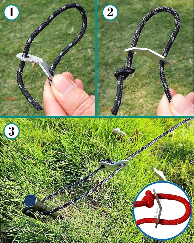 NACETURE Aluminum Alloy Rope Tensioner Tent Guyline Cord Adjuster for Camping, Hiking, Backpacking
