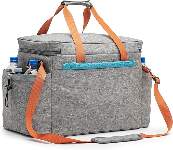 Extra Large Cooler Bag with Hard Board Bottom. Heavy Duty 900D Fabric, Thick Insulation, Heat Sealed Liner, Many Pockets, Smooth Zipper, Removable Straps.