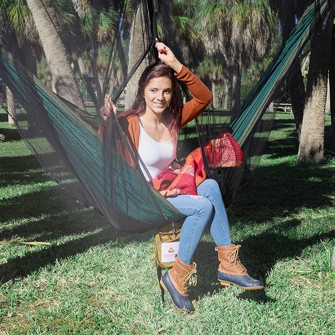 Premium Hammock Mosquito Net - Portable Backpacking Protection - Large Hammock Bug Net Keeps Out Mosquitoes - Ultralight Camping Shelter