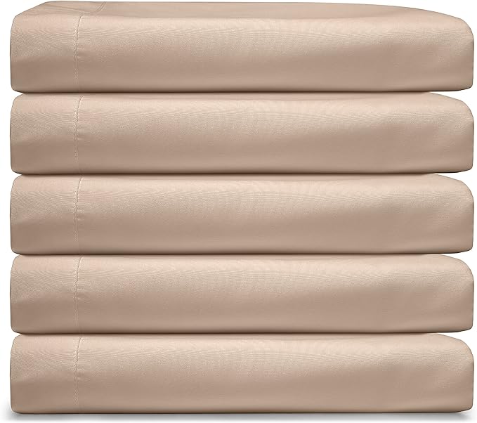 Clara Clark RV Queen Sheets - 6 Piece Luxury Sheets Set, Super Soft Bedding & Pillowcases, Taupe Sand (Pack of 2)
