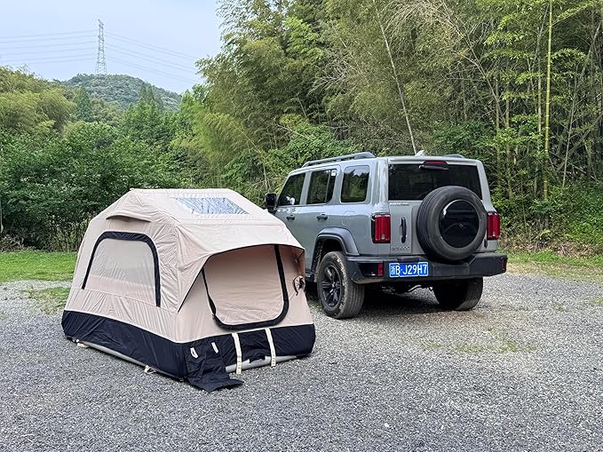 Inflatable Rooftop Tent for Car SUV Truck,2 Person Roof Top Camping Tent with Mattress & Ladder, Waterproof 300D Oxford Fabric, Windproof Design for Overlanding and Outdoor Adventure