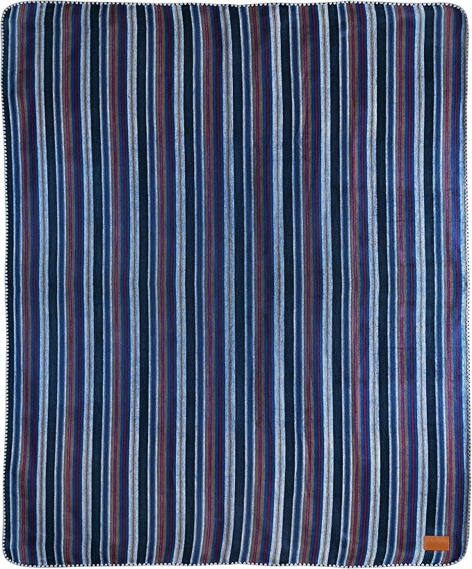 QISU Alpaca Wool Blanket Throw | Large, Beautiful, Warm, Variegated | 85 x 65 inches | Ultra-Soft, Hypoallergenic and Breathable | Non-Itchy or Scratchy (Deep Blue Splash)