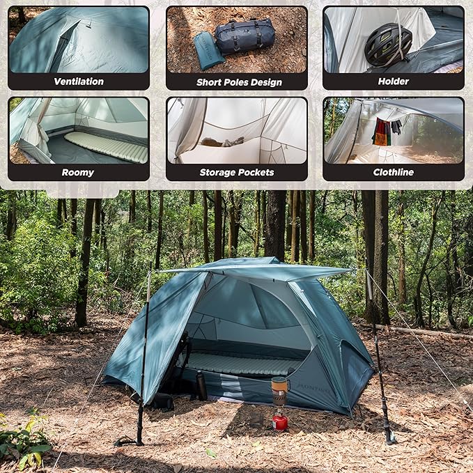 Wander Hawk 1-2 Person Backpacking Tent, Lightweight 1 Person / 2 Person Tent for Bikepacking Backpacking Camping & Hiking