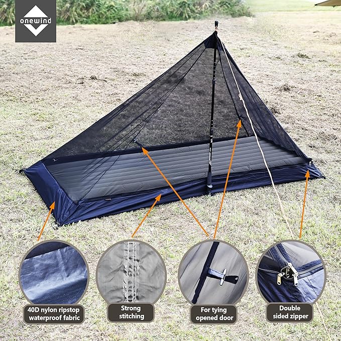 Onewind Lightweight Poncho Shelter, Solitary Shelter Cape Silnylon Emergency Survival Shelter Ultralight Minimalist Shelter for Camping Hiking Backpacking Bug Out Bag