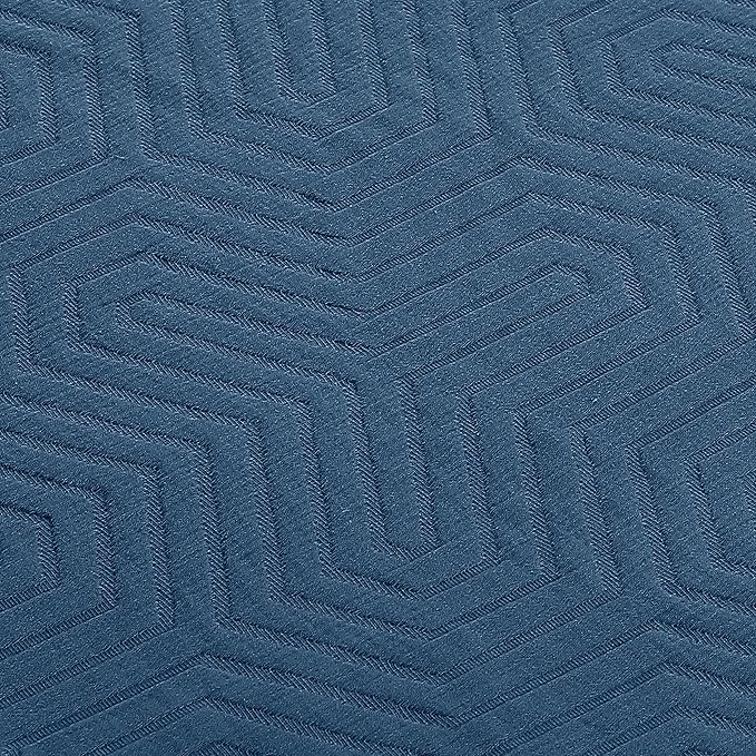 Threadmill Luxury Cotton Blankets for Twin Size Bed | All-Season 100% Cotton Twin Blanket for Bed | Aster Jacquard Lightweight, Soft & Cozy Coverlet, 350GSM, 68 x90 inches | Folkstone Blue