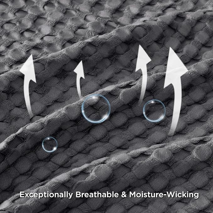 Bedsure Cooling Cotton Waffle Oversized King Blanket - Lightweight Breathable Blankets Rayon Derived from Bamboo for Hot Sleepers, Luxury Throws for Bed and Sofa Dark Grey, 120x96 Inches