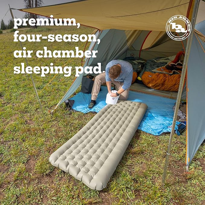 Big Agnes Campmeister Deluxe - Insulated Sleeping Pad, Ultralight Inflatable Mat For Camping, All Season Compact Backpacking And Hiking, 25x78 Wide Long